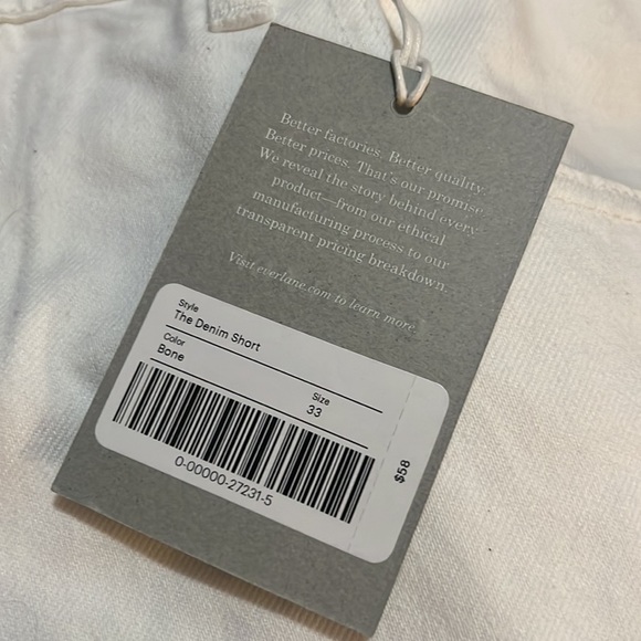 Everlane Shorts NWT The Denim Short in Bone color size 33 Relaxed Comfort - Picture 6 of 9